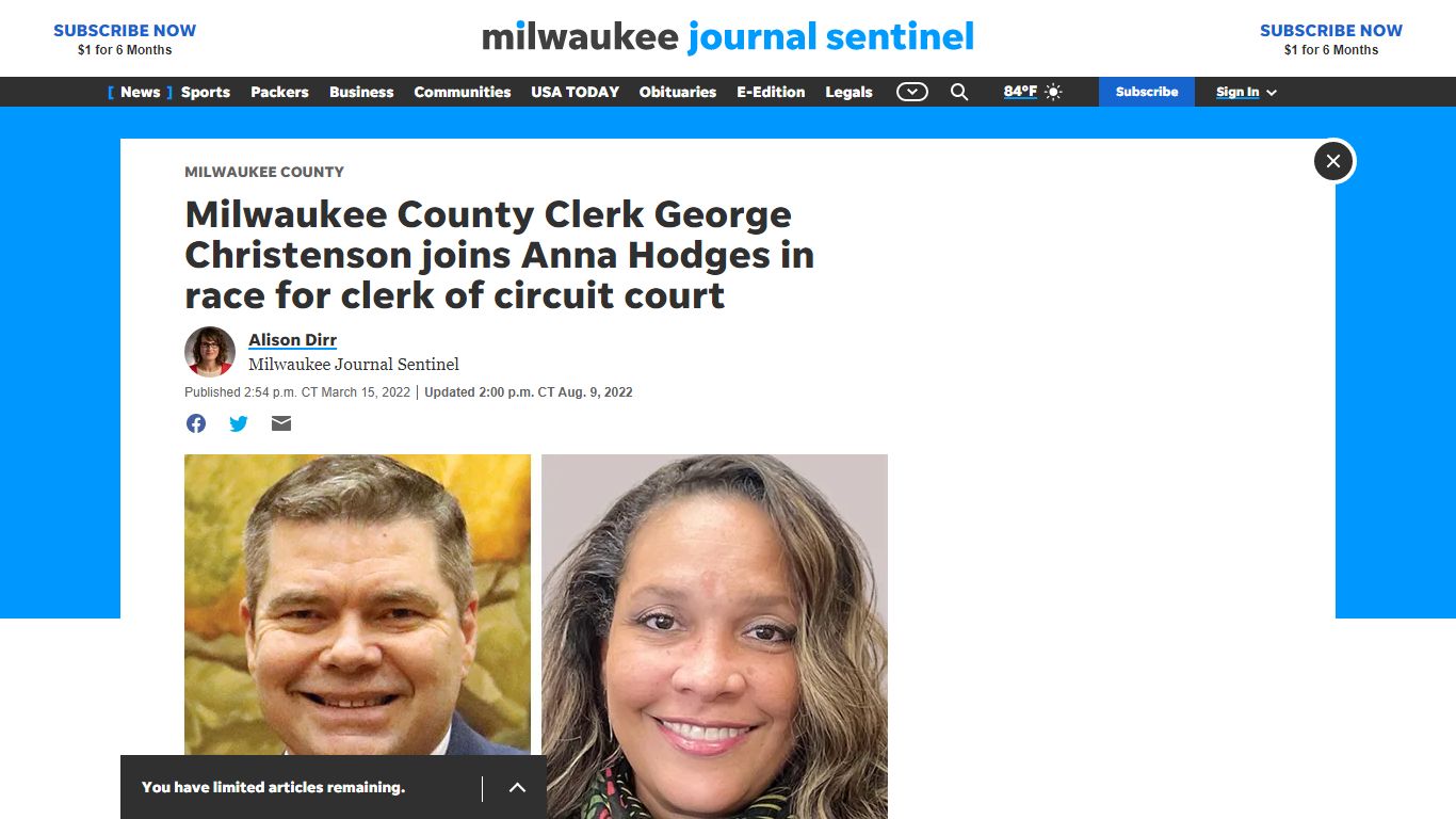 Milwaukee County Clerk George Christenson joins Anna Hodges in race for ...